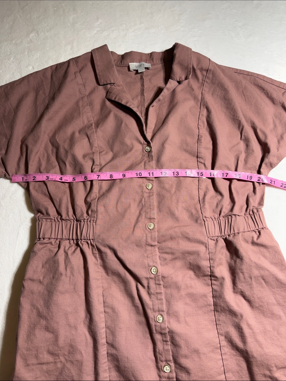 LOFT Rust Button-Front Mini Dress - Picture 6 of 8